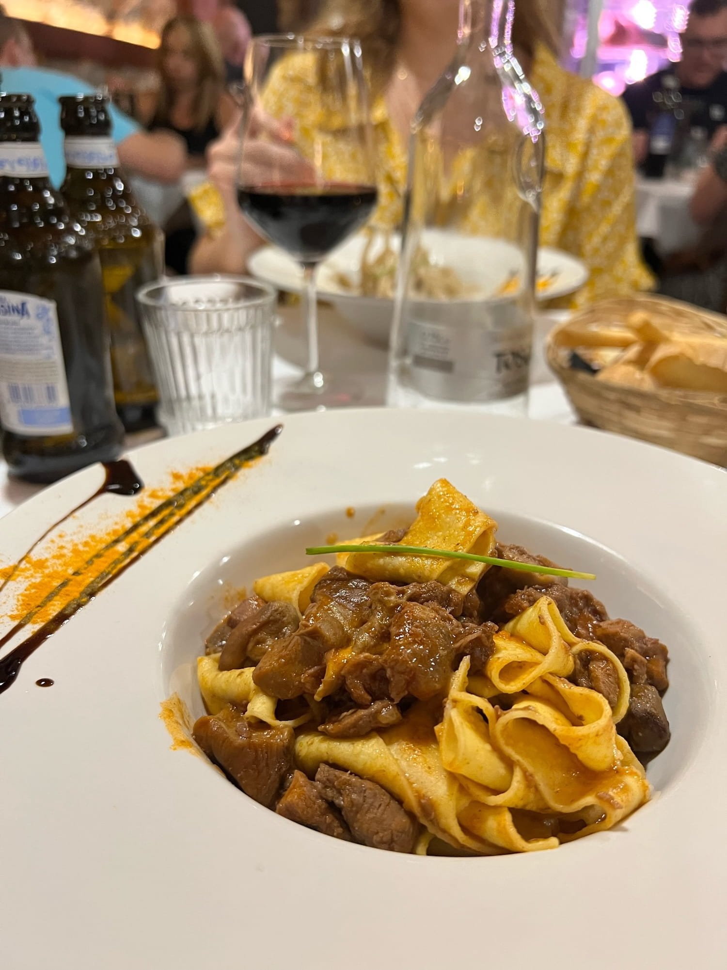 elegant pasta dish with wild boar and pappardelle