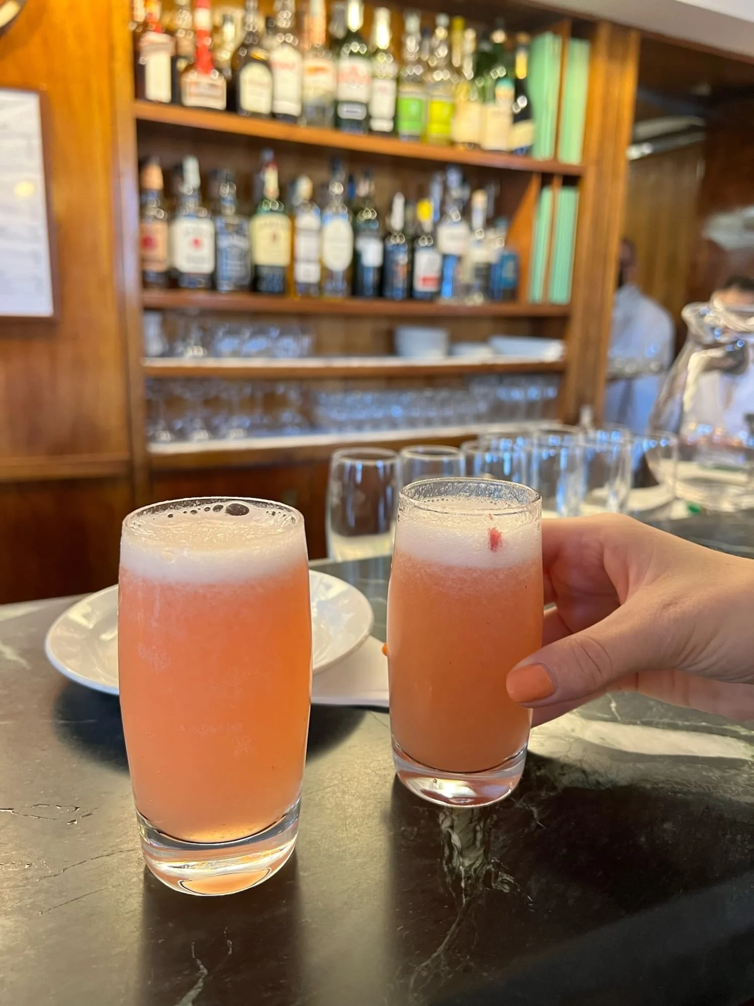 the original bellini at Harry's Bar in Venice, Italy with matching peach nails