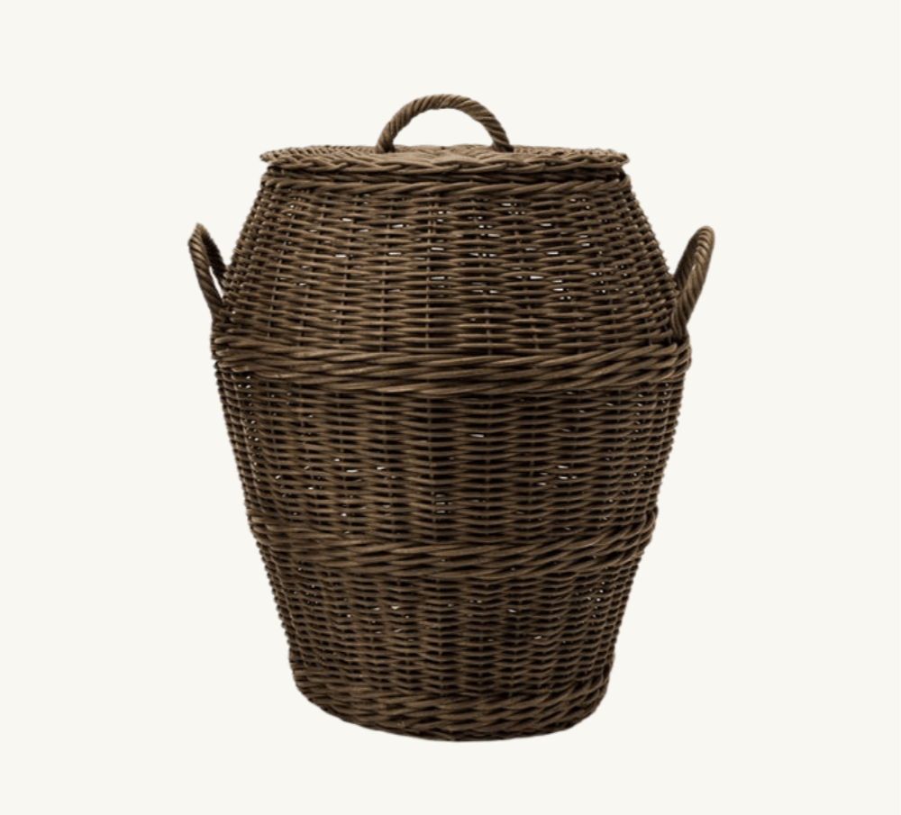 winders wicker lidded basket tall dark brown basket for hidden storage mcgee and co