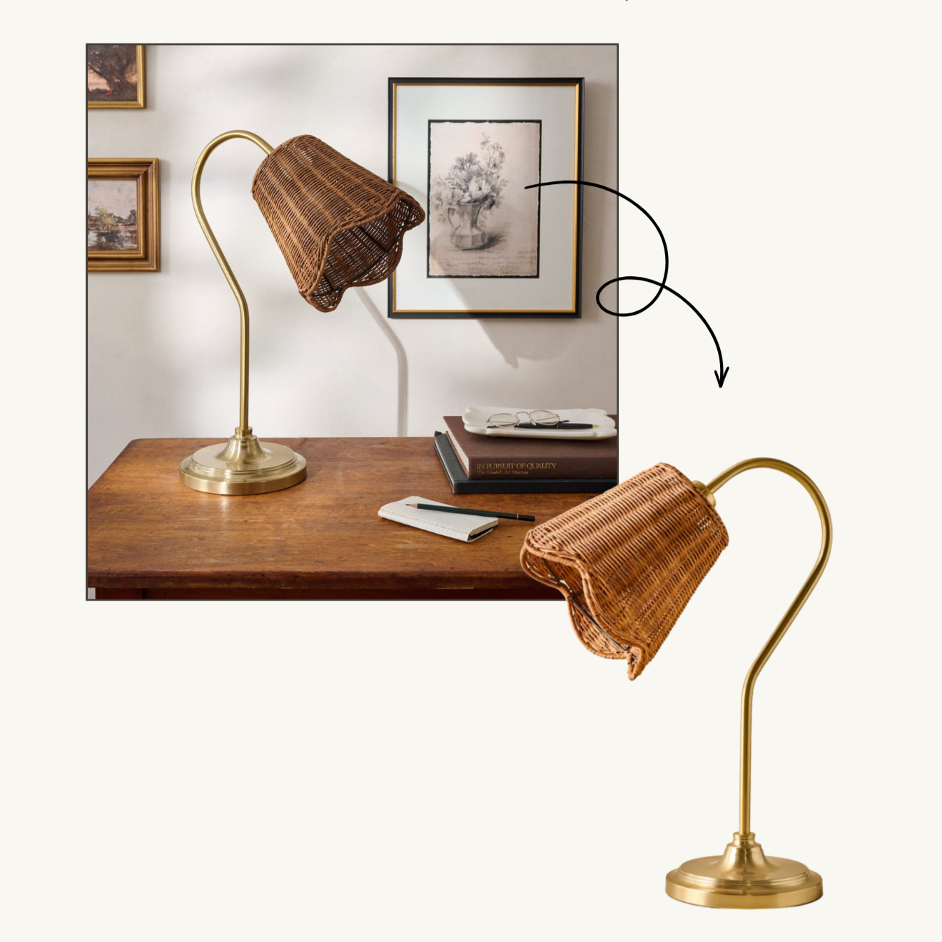 nancy meyers living room moodboard design woven scallop task lamp