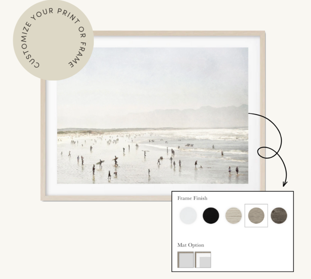 scenes of summer cove prints framed art work coastal living room design moodboard