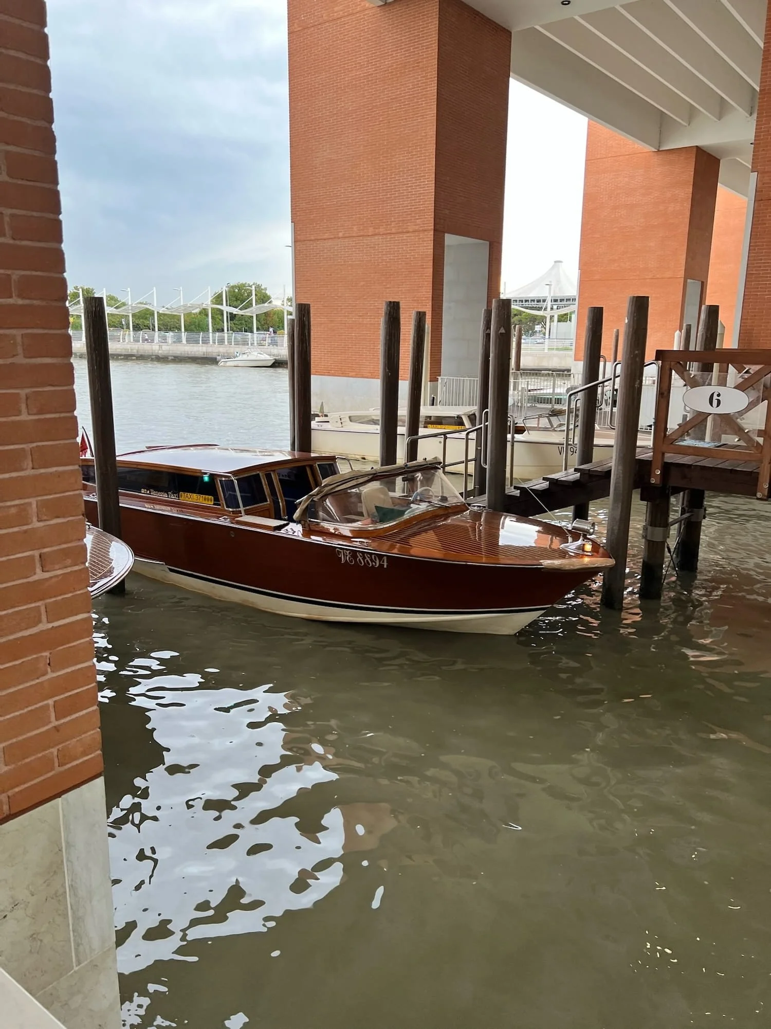 venice italy airport water taxi docked