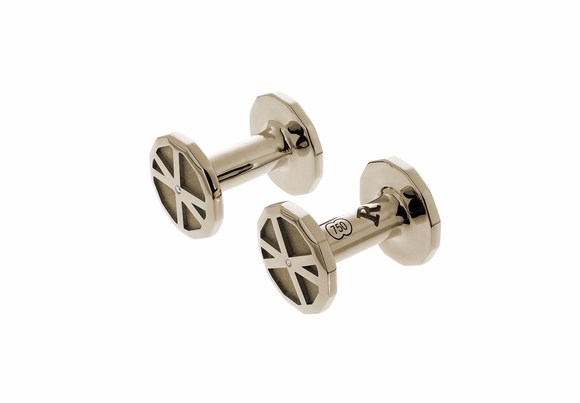 Voyager cufflinks in rose gold with diamonds