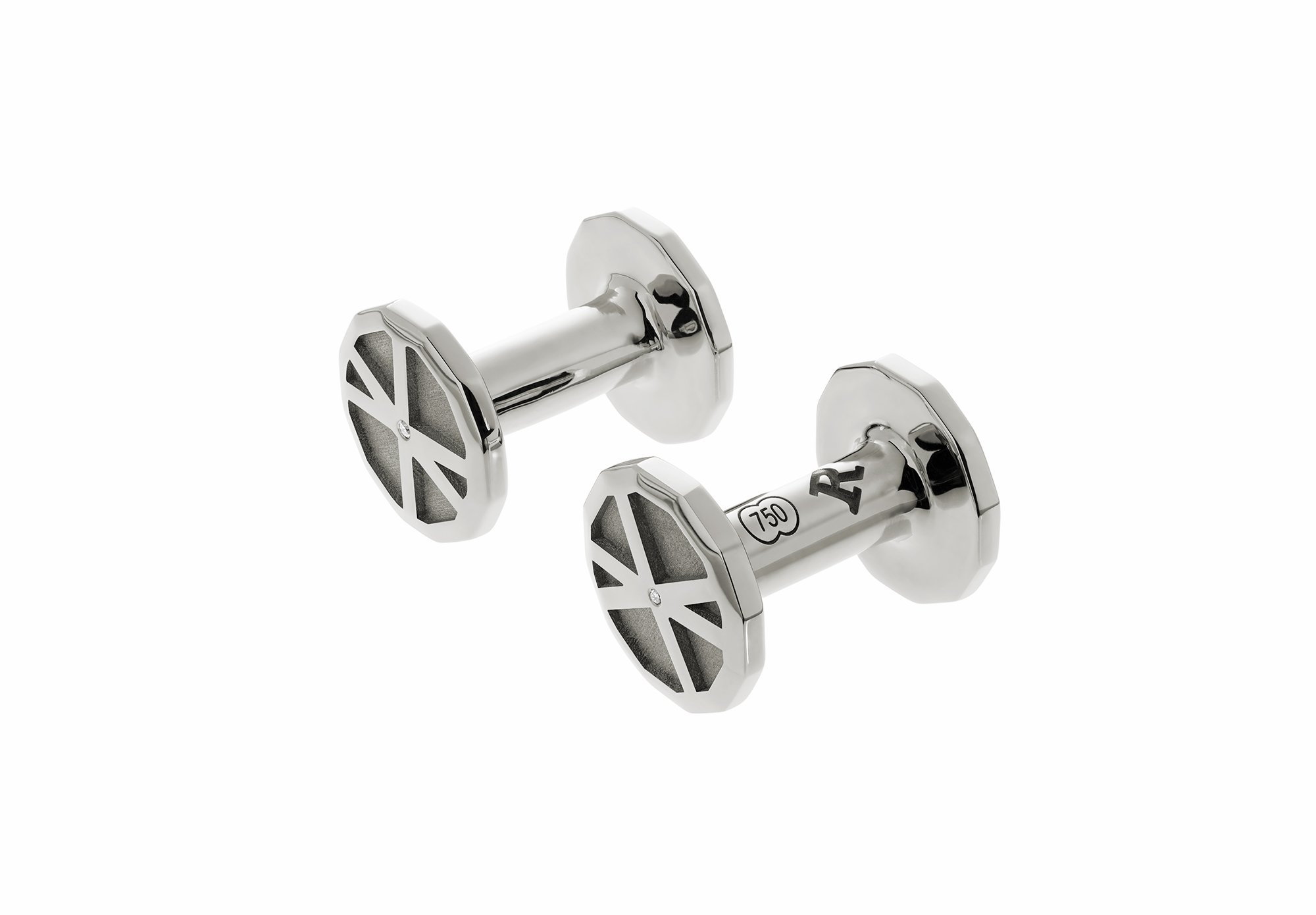 Voyager cufflinks in white gold with diamonds