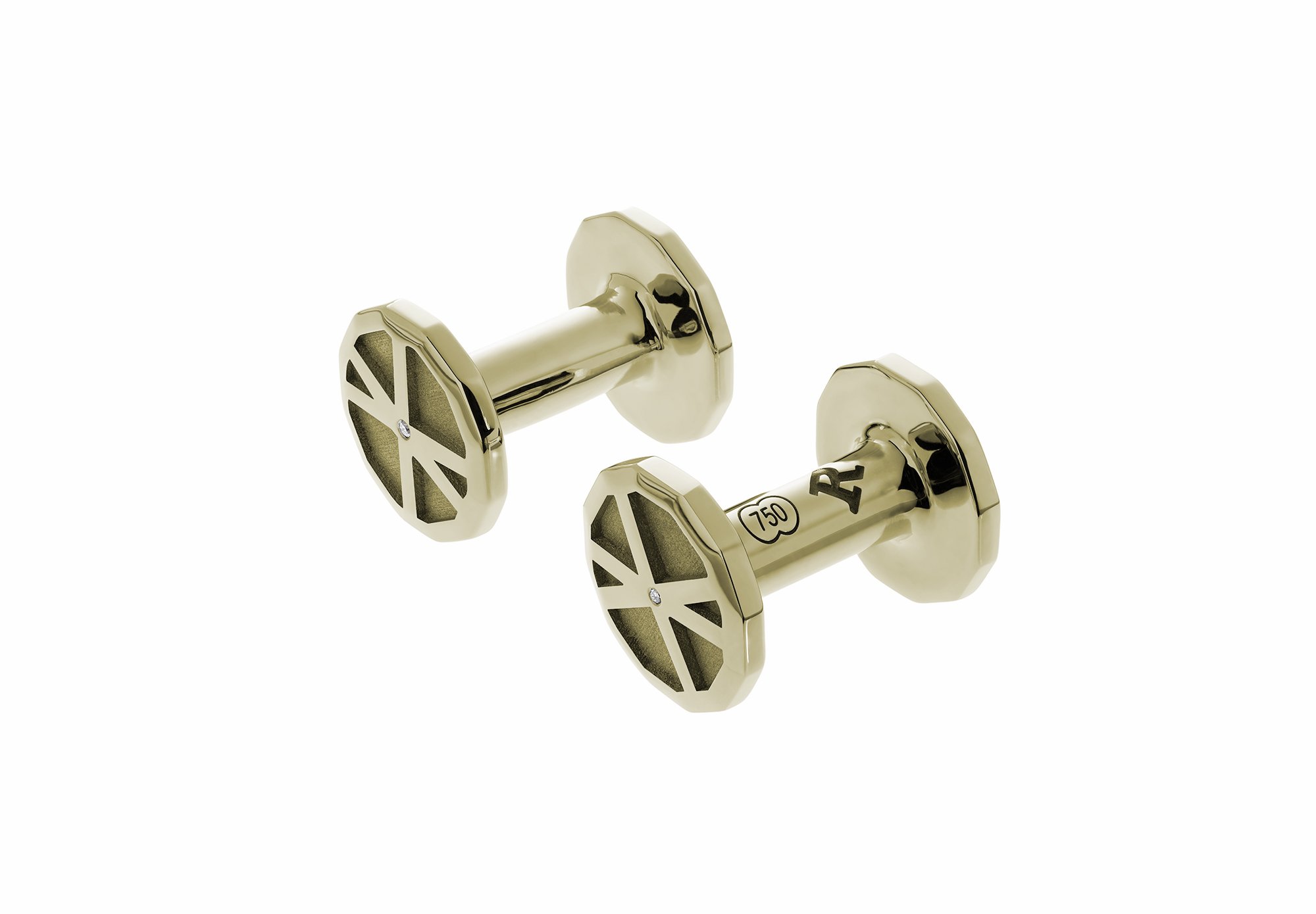 Voyager cufflinks in yellow gold with diamonds