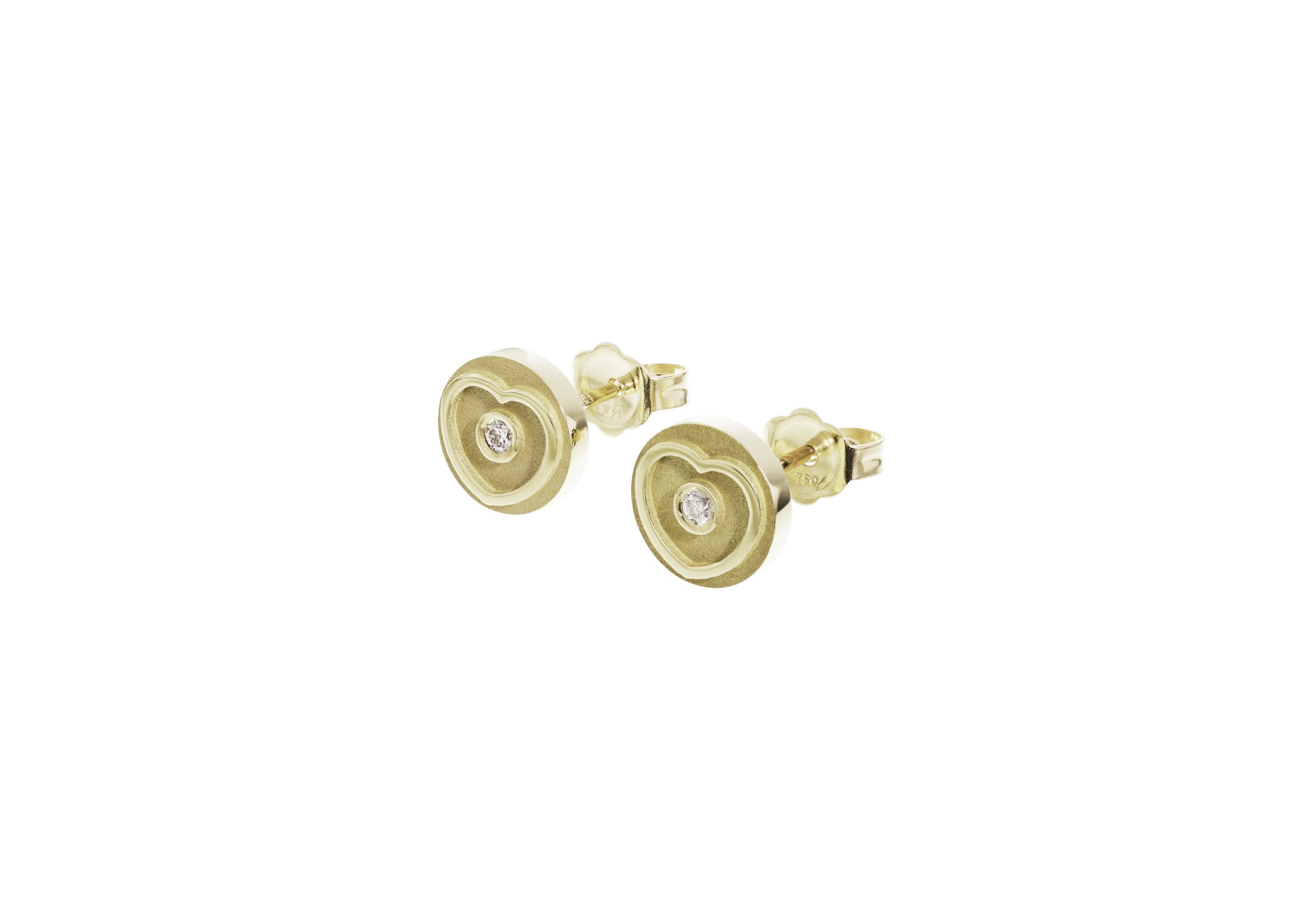 Duet Stud Earrings In Yellow Gold With Diamonds 