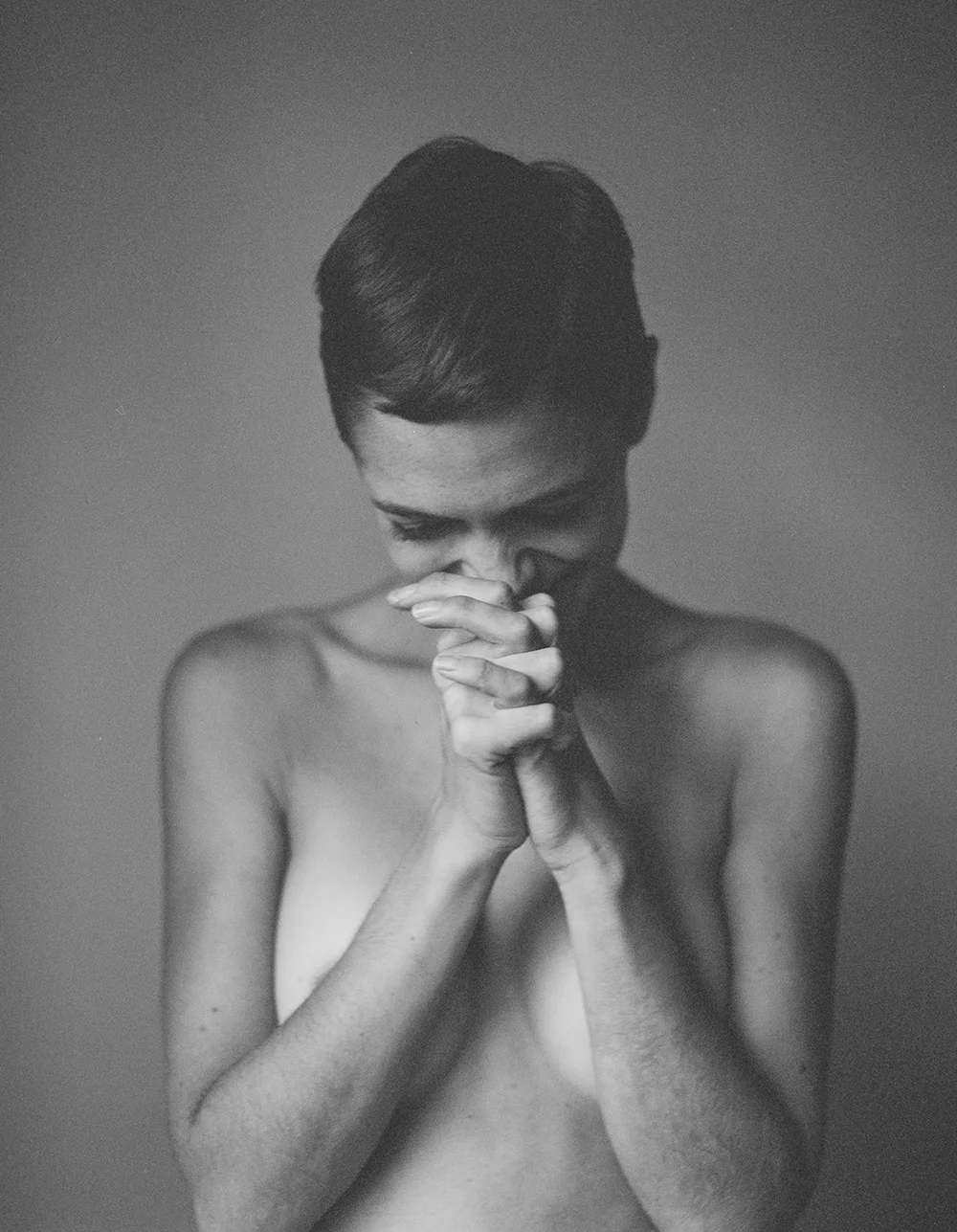 Black and White Woman Portrait Nude