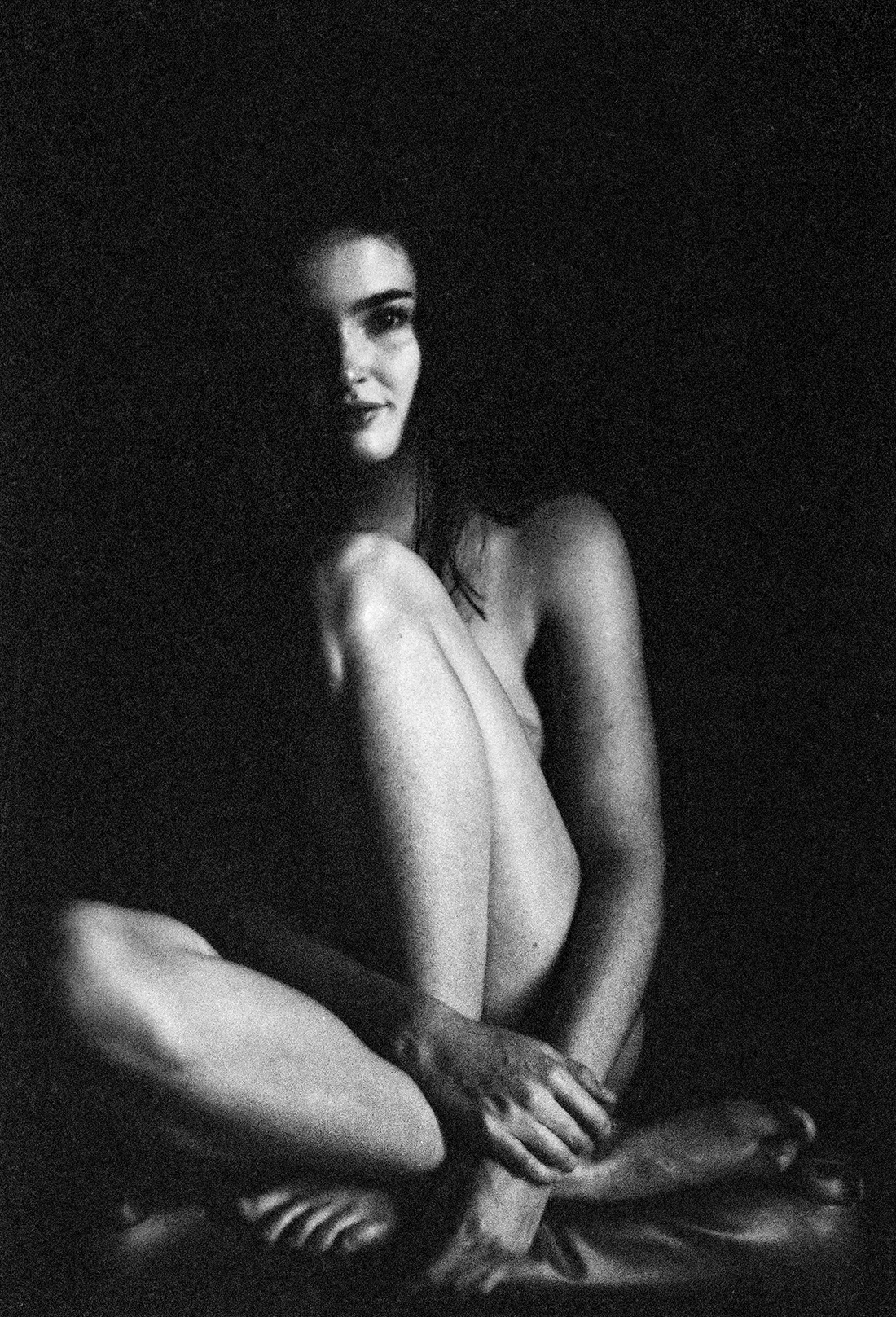artistic black and white portrait of a woman