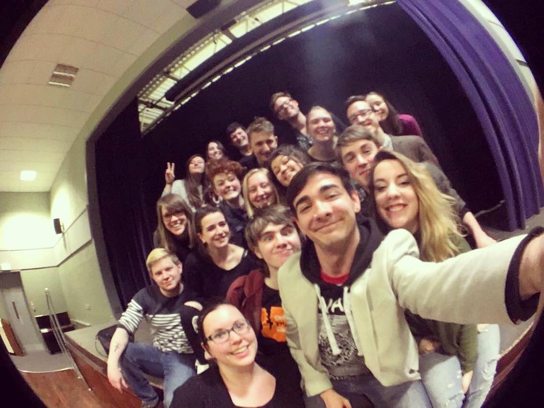 Tristan with members of the contingent from WWU in Seattle and CTC's Youth Theatre at RAF Croughton