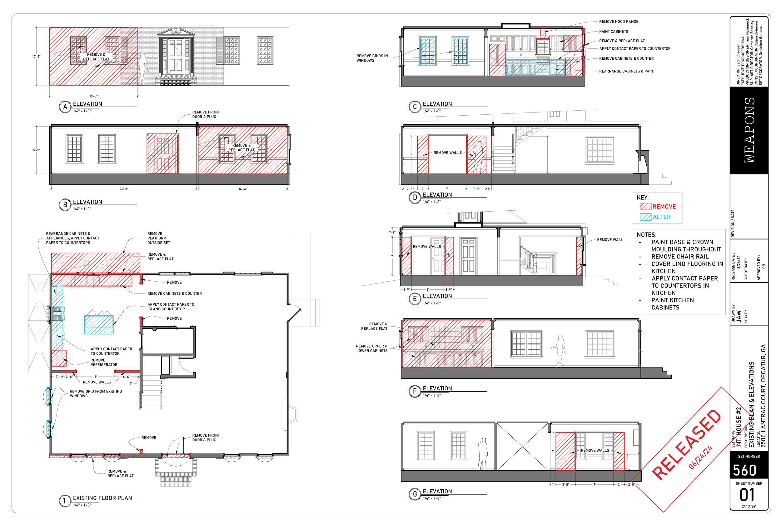  Plans detailing the conversion of Alex’s House to House #2 