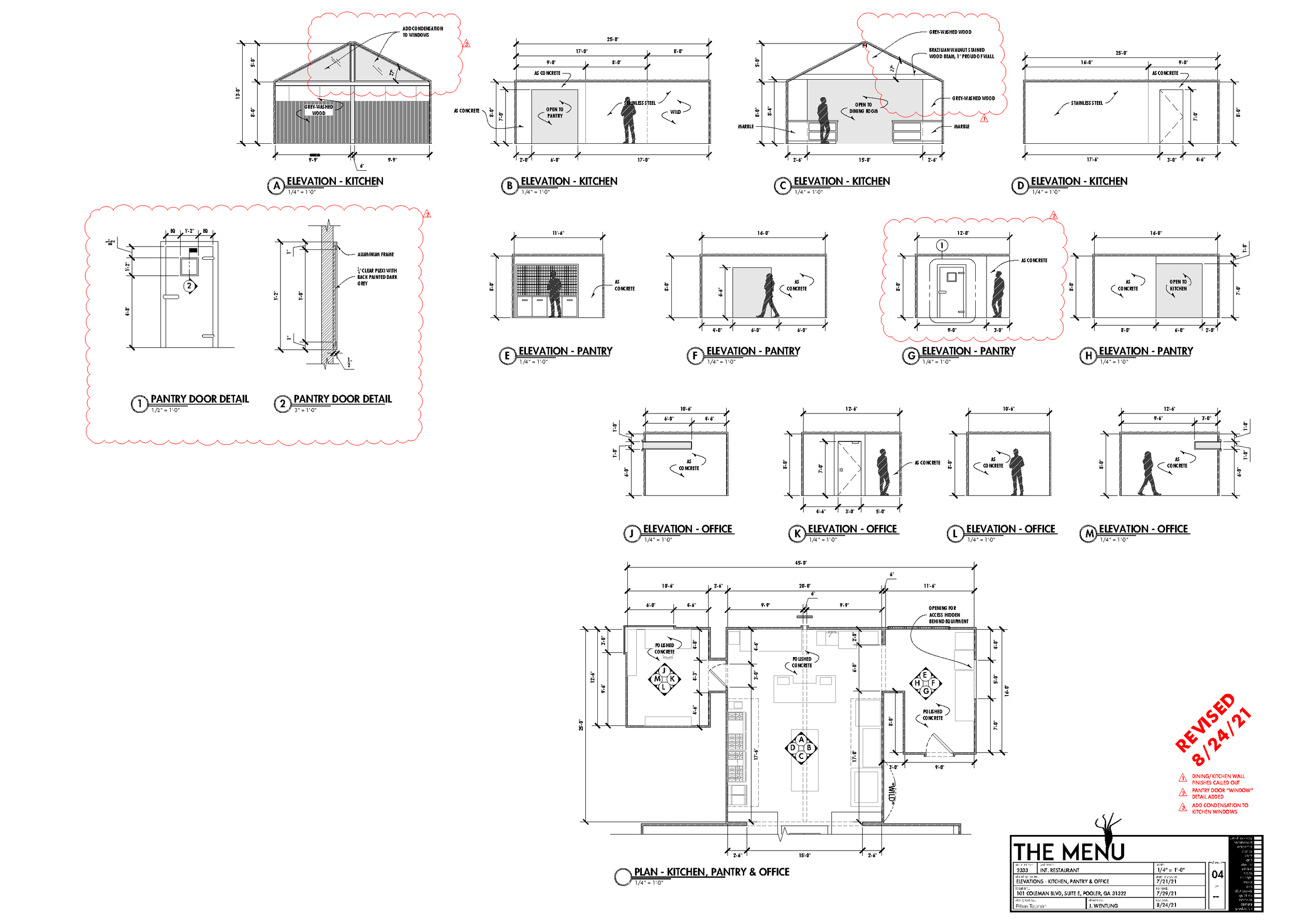  Elevations of the kitchen 