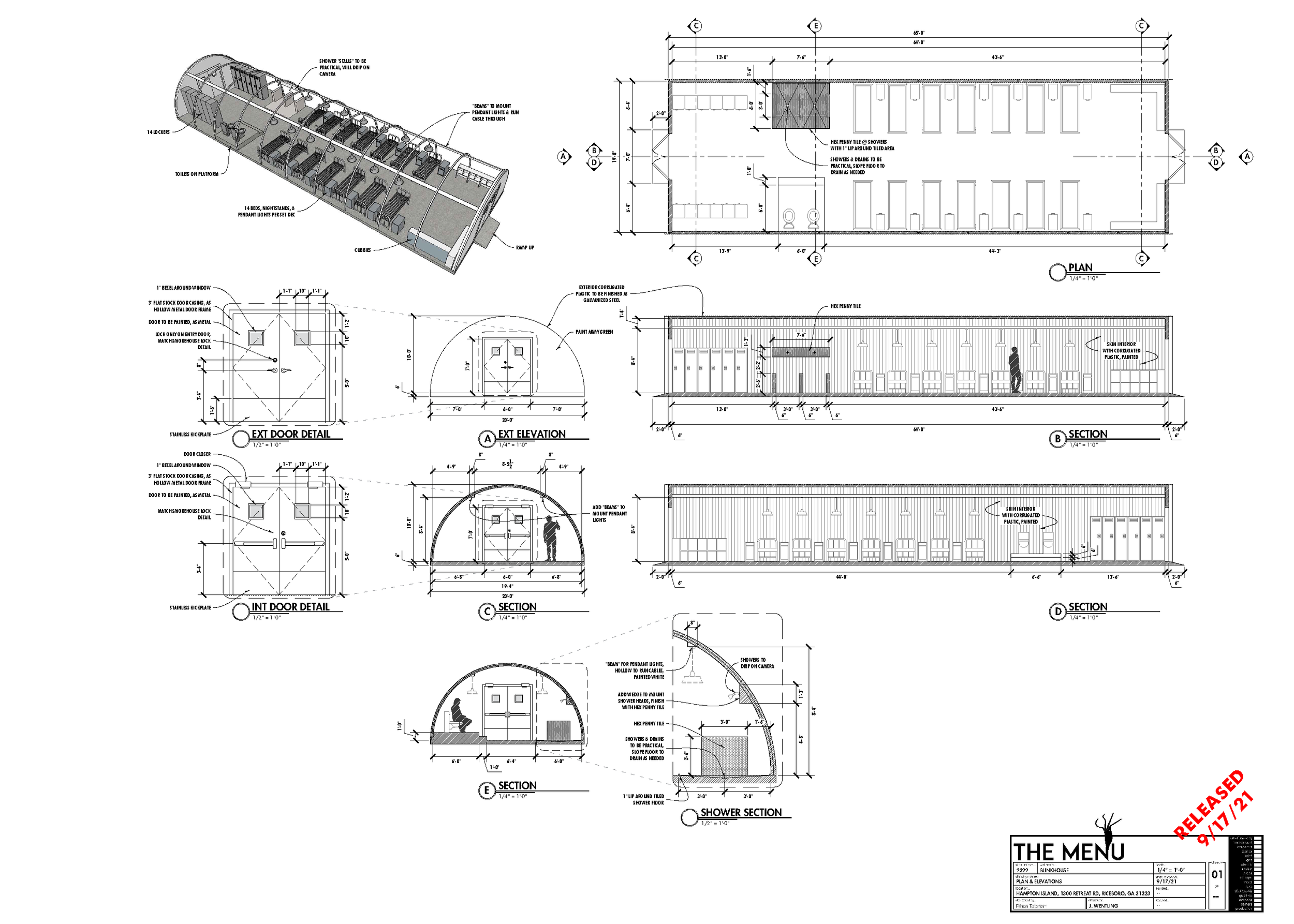  Plans &amp; elevations of the Bunkhouse 