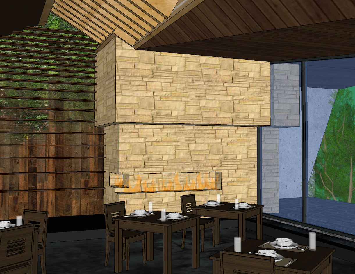  SketchUp view of fireplace 