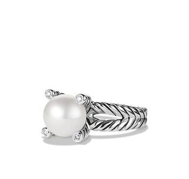   David Yurman Cable Pearl Ring with Diamonds  