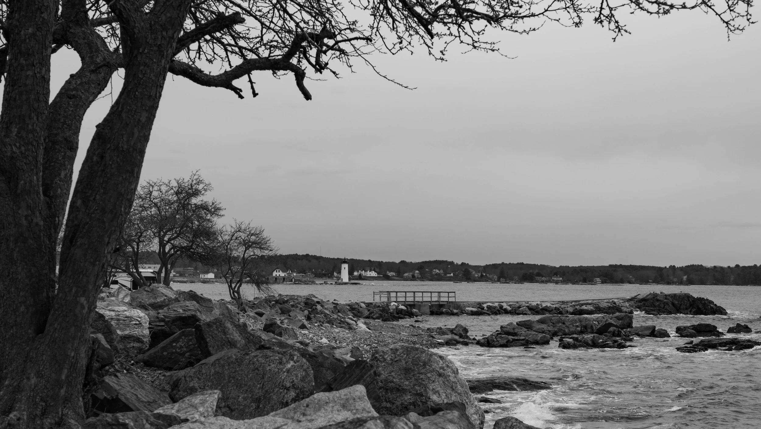 Portsmouth Lighthouse Black and white 