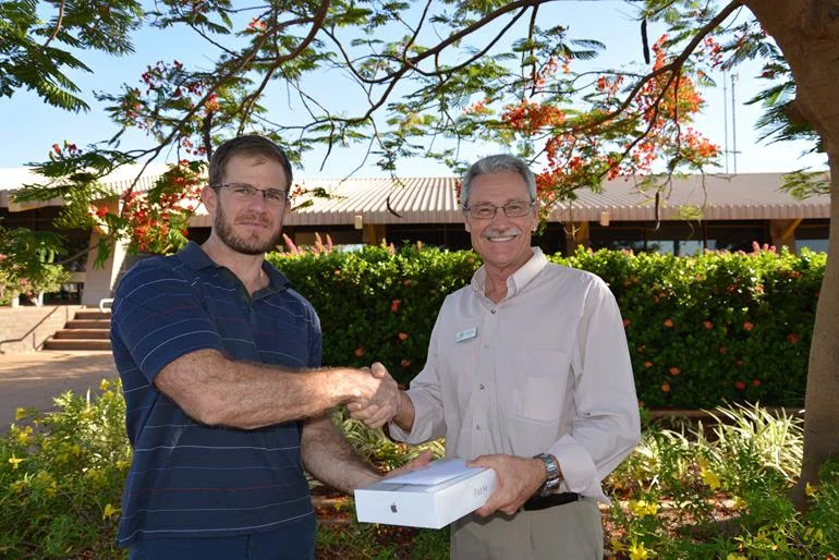 Simon Millward was the winner of the Community Safety Survey random prize draw presented by Mayor Peter Long.