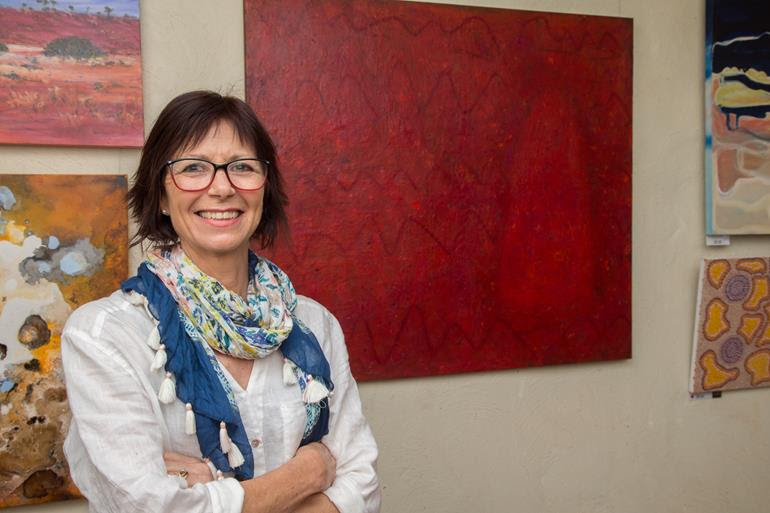 Mary-Lynne Stratton with her winning work Radiant Mirage
