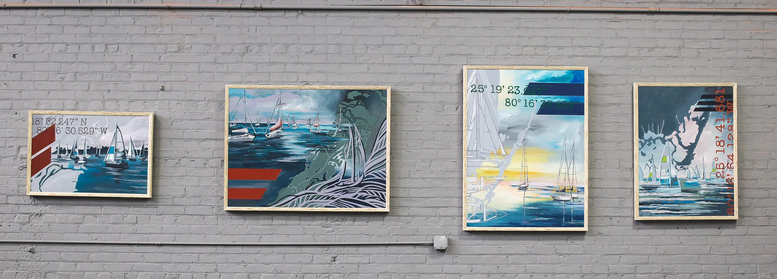VICTORY | 36x24in, GALE | 48x36in, GLOW | 36x48in, SOUND | 30x40in (from left to right)