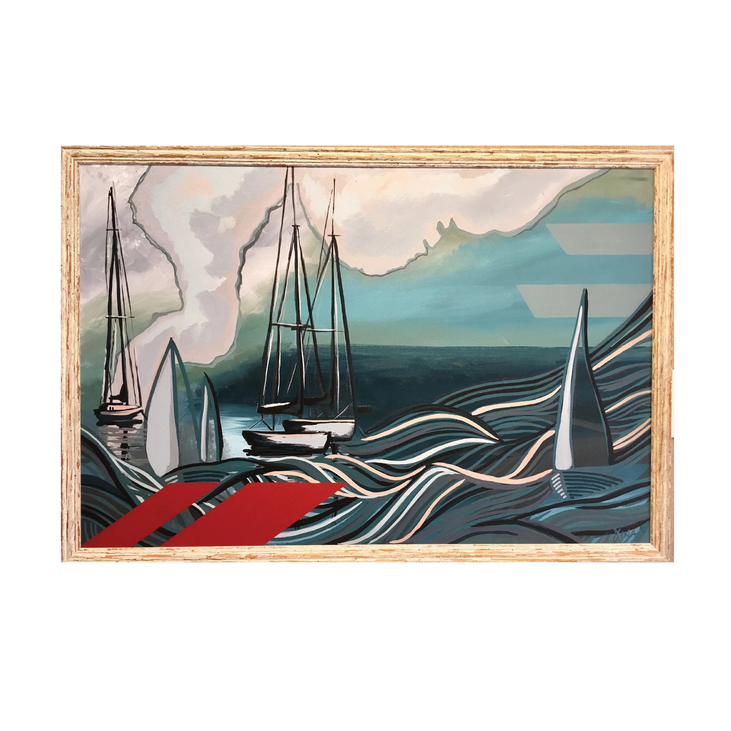 CALM Custom Larson Juhl frame made of 100% distressed wood | 37.5x25.5in