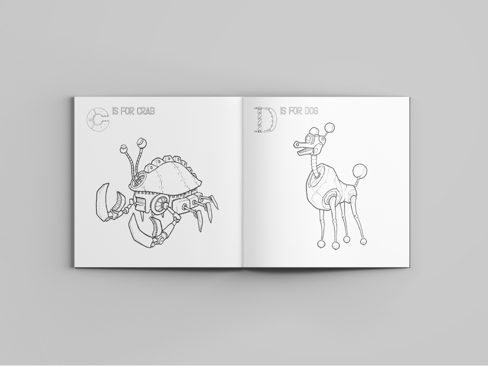 Download Robot Alphabet Coloring Book Stephen Brom Illustration