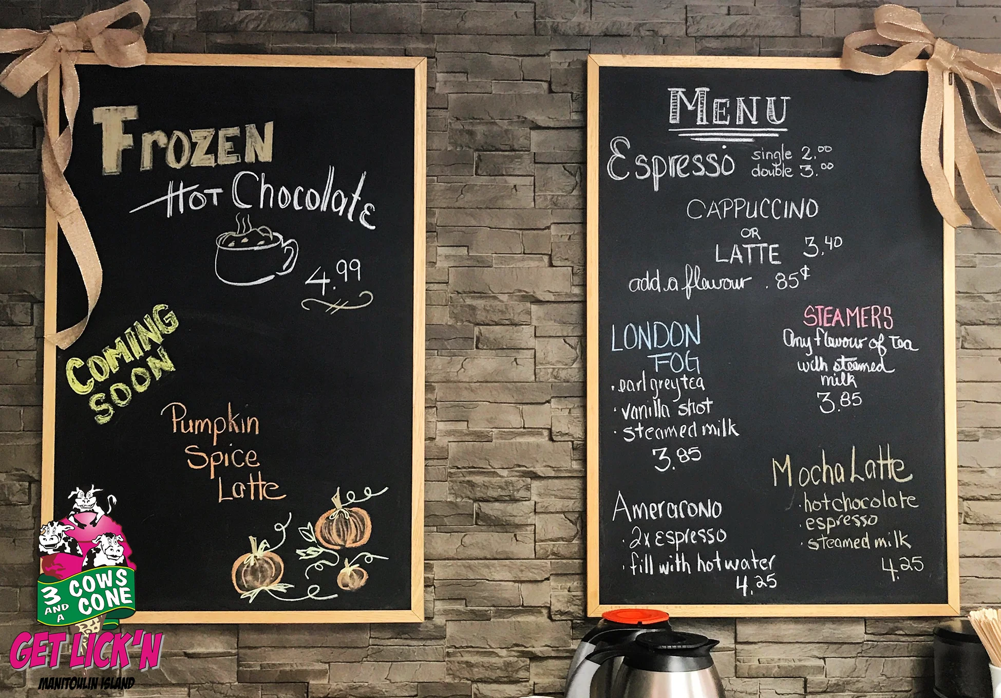 In-store coffee menu