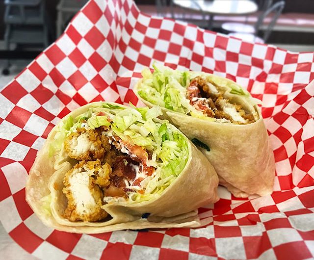 Our special today is this delicious Chicken Club Wrap! Made with your choice of grilled or crispy chicken, lettuce, tomato, bacon, and mayo!