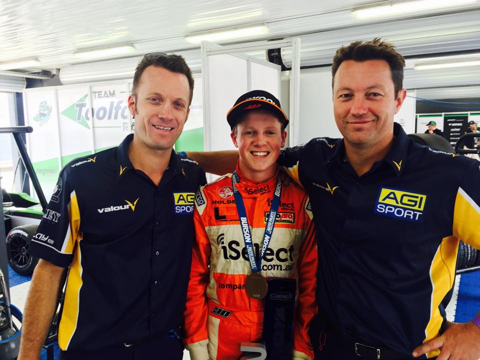 Will celebrates with AGI Sports' Nathan Gotch and Mark Wilson