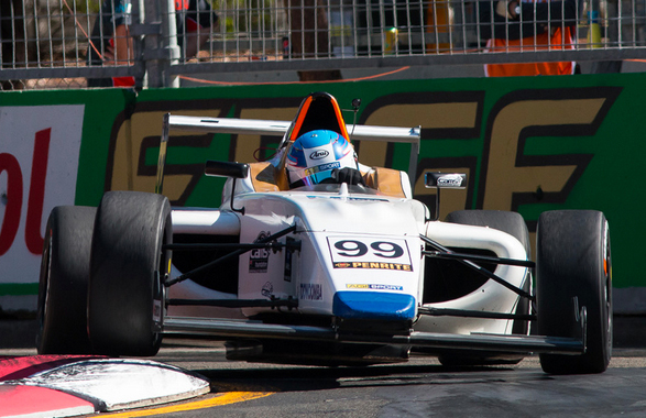 Driver Will Brown in action on the streets of Homebush. Brown stormed to second place in Race 1 - pic supplied F4