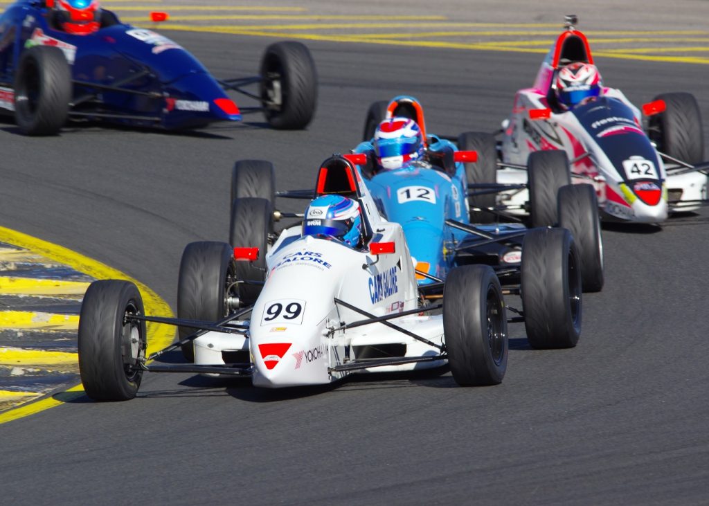 Will Brown is seen competing at Sydney Motorsport Park in the Australian Formula Ford Championships. Brown claimed all three race wins.