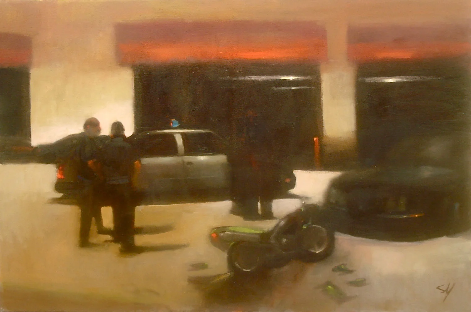  Motorcycle Crash, 24"x36" oil on canvas, 2008 