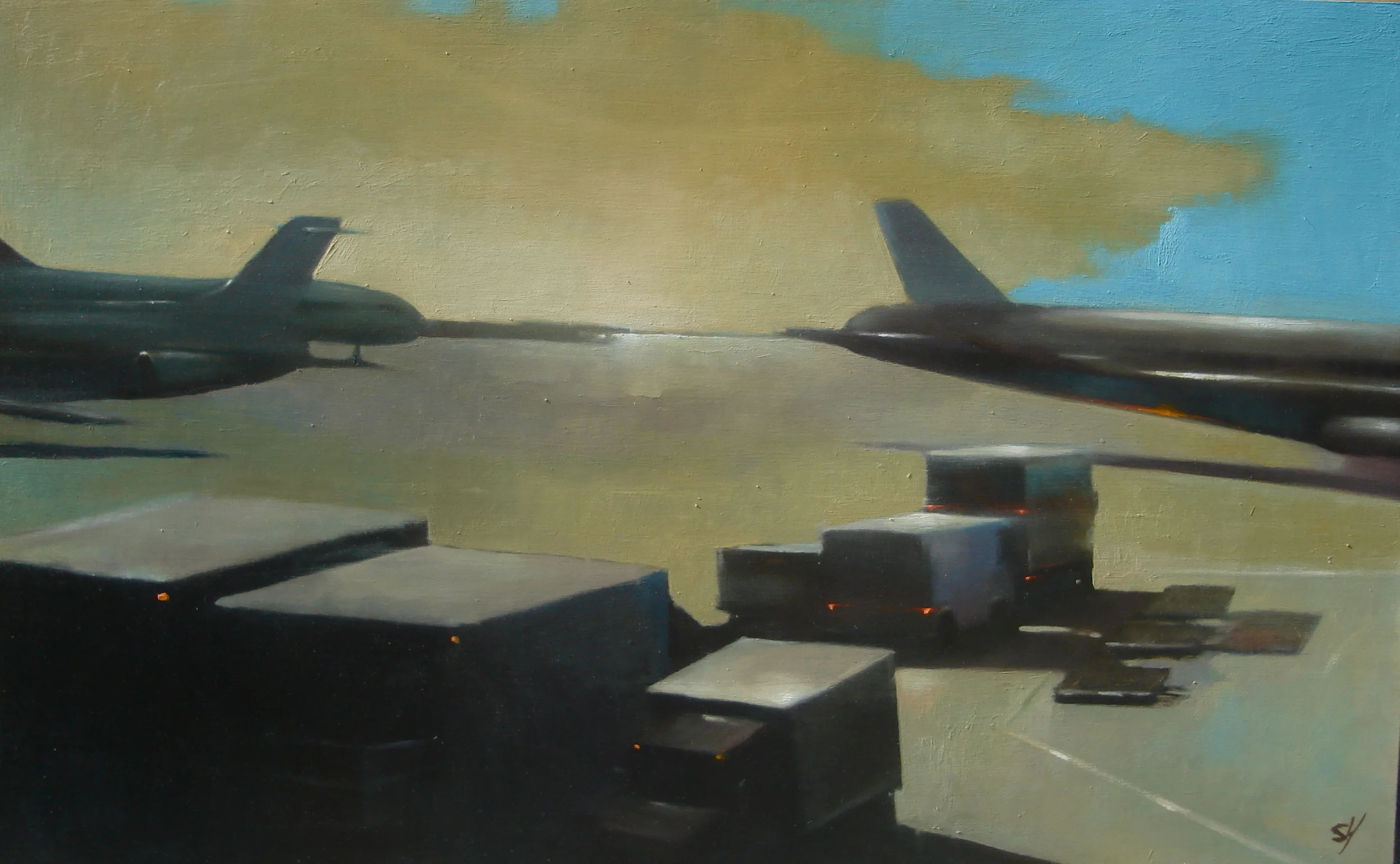 Tarmac, 36"x56" oil on wood, 2004 