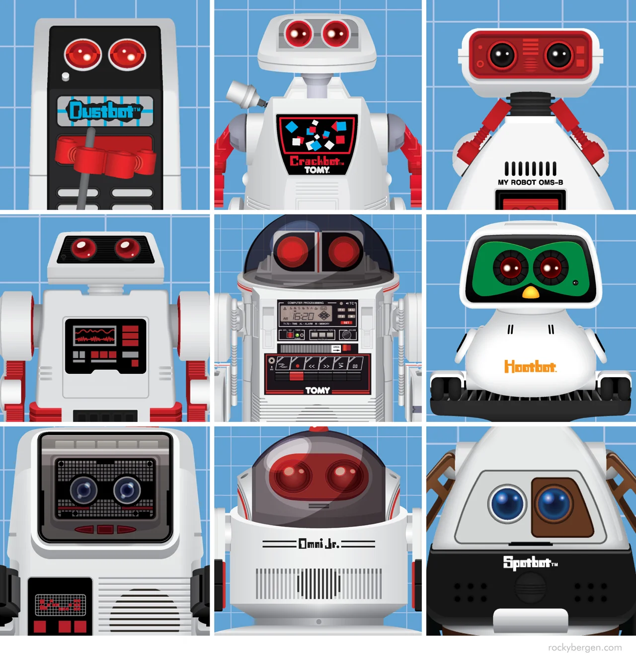  Tomy Robots - face details. 