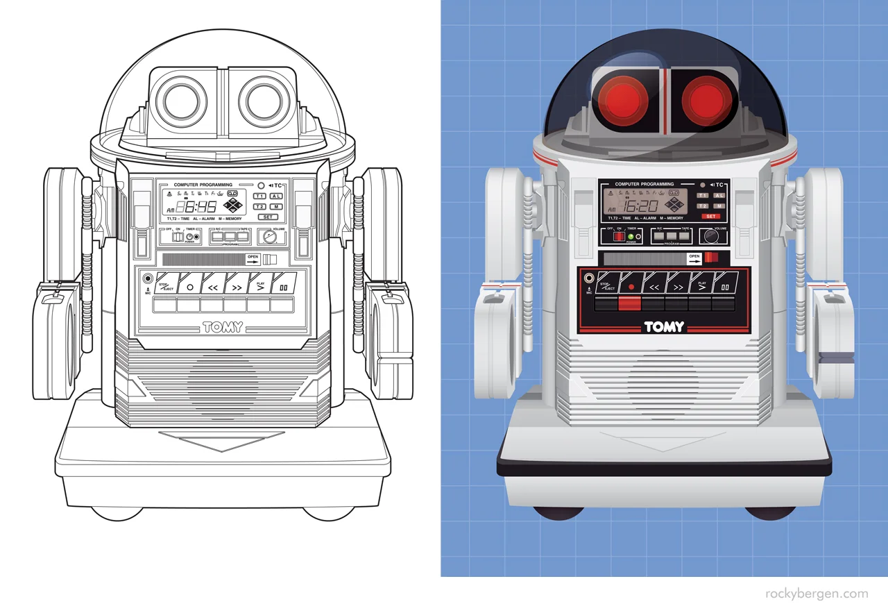  Tomy Omni Bot - Line art illustration and final proof. 