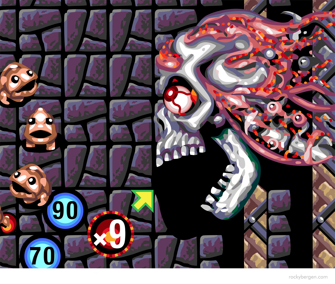  Skull mouth open for Skill Shot. 