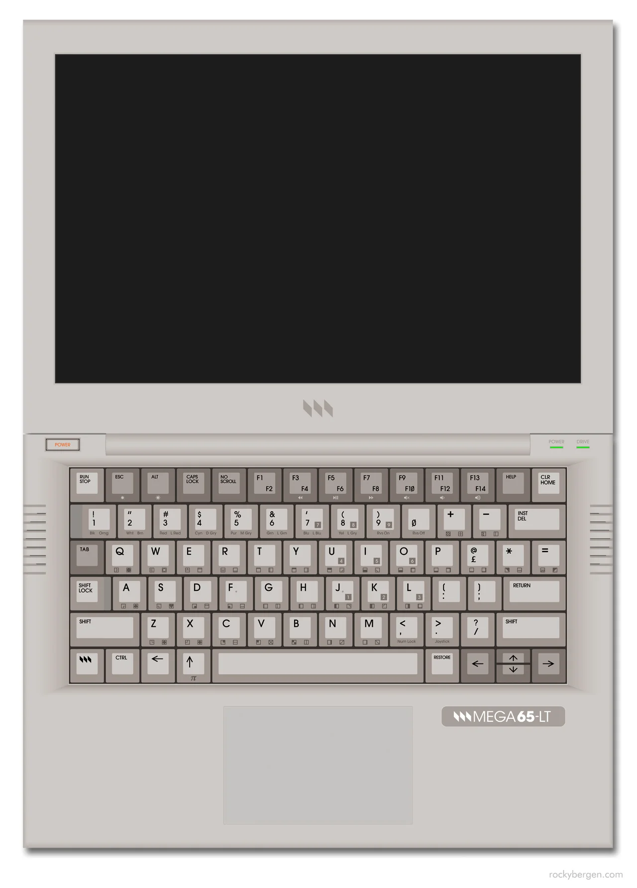  Mega 65-LT - The look of the case is meant to reflect the mid-90's design sensibilities of Commodore Computers. Special attention was given to the  Commodore 65 prototype . 