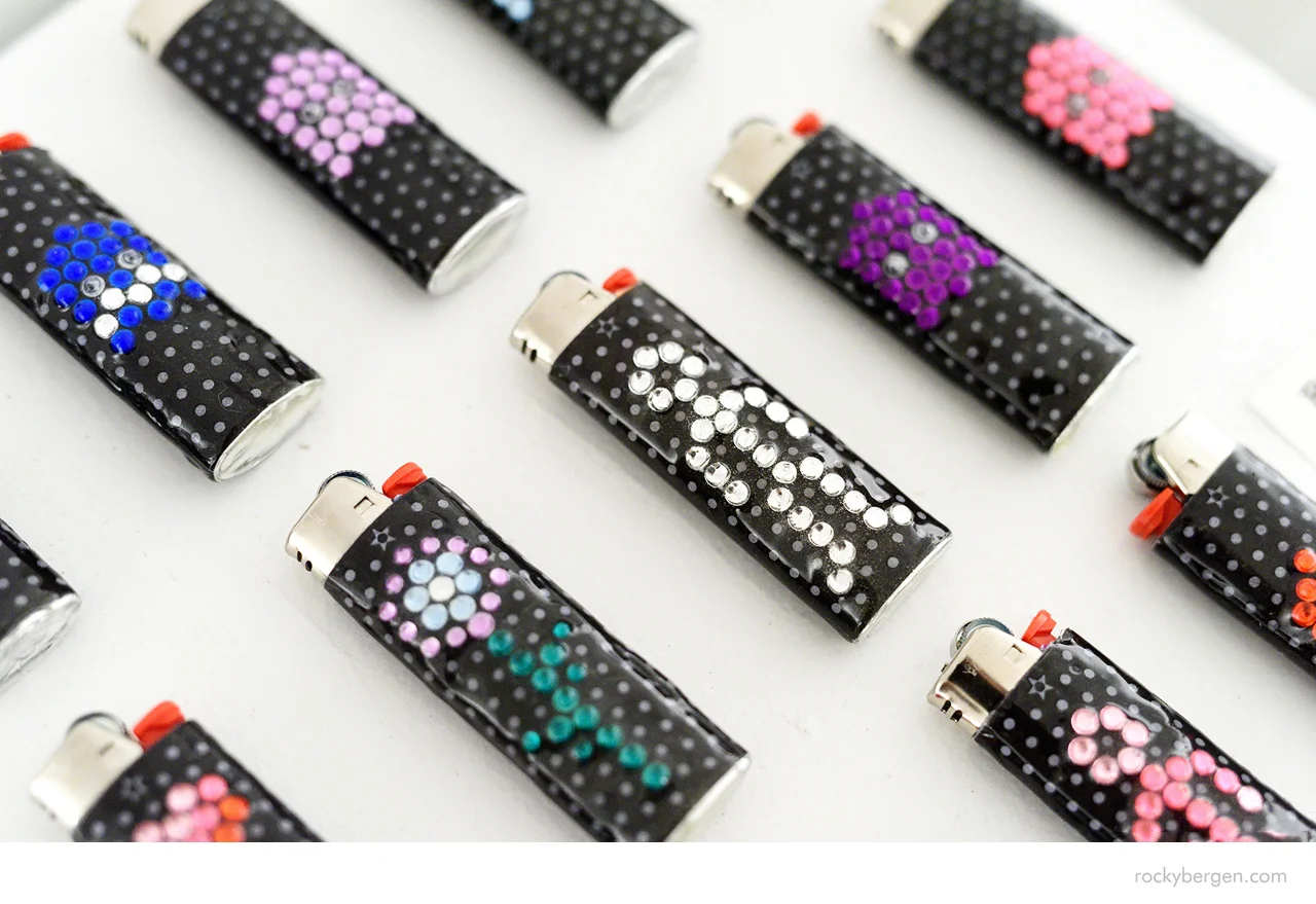  Series of 30 - Hand assembled "mini" Lite-Brite Bic lighters. 