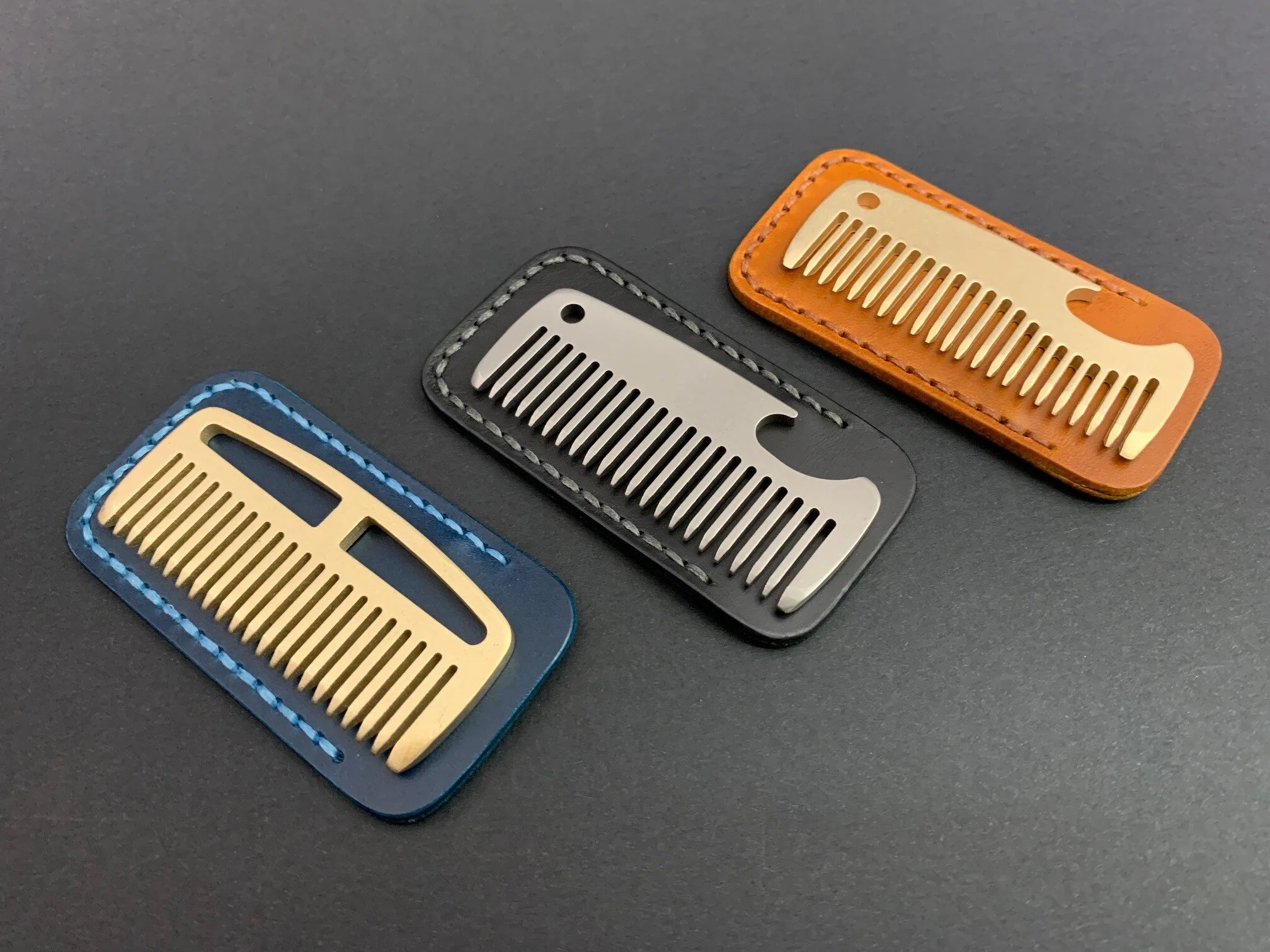 Compact Pocket Combs Titanium & Brass (colorway options) — Metal Comb