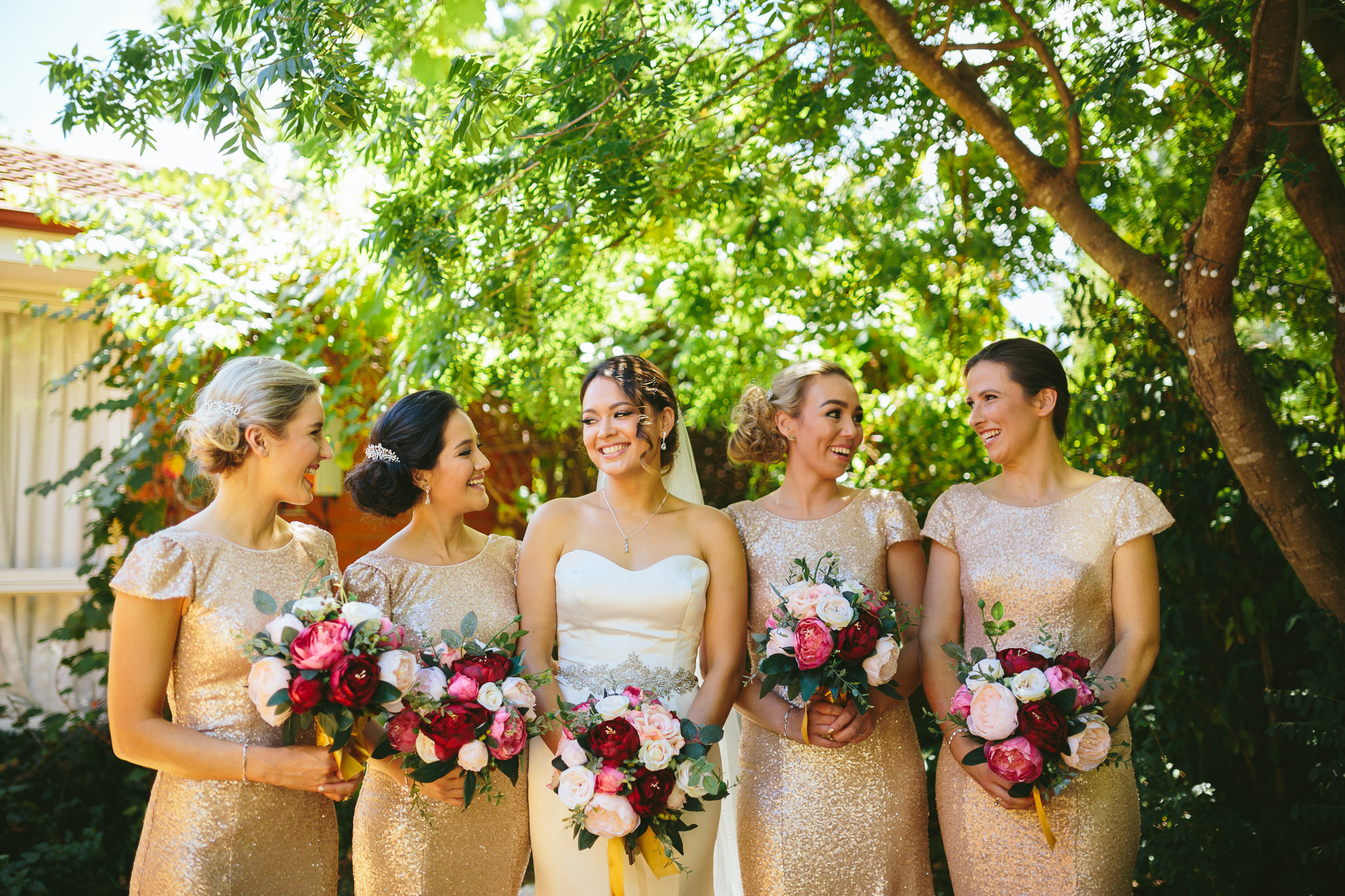 champagne sequin bridesmaid dresses
