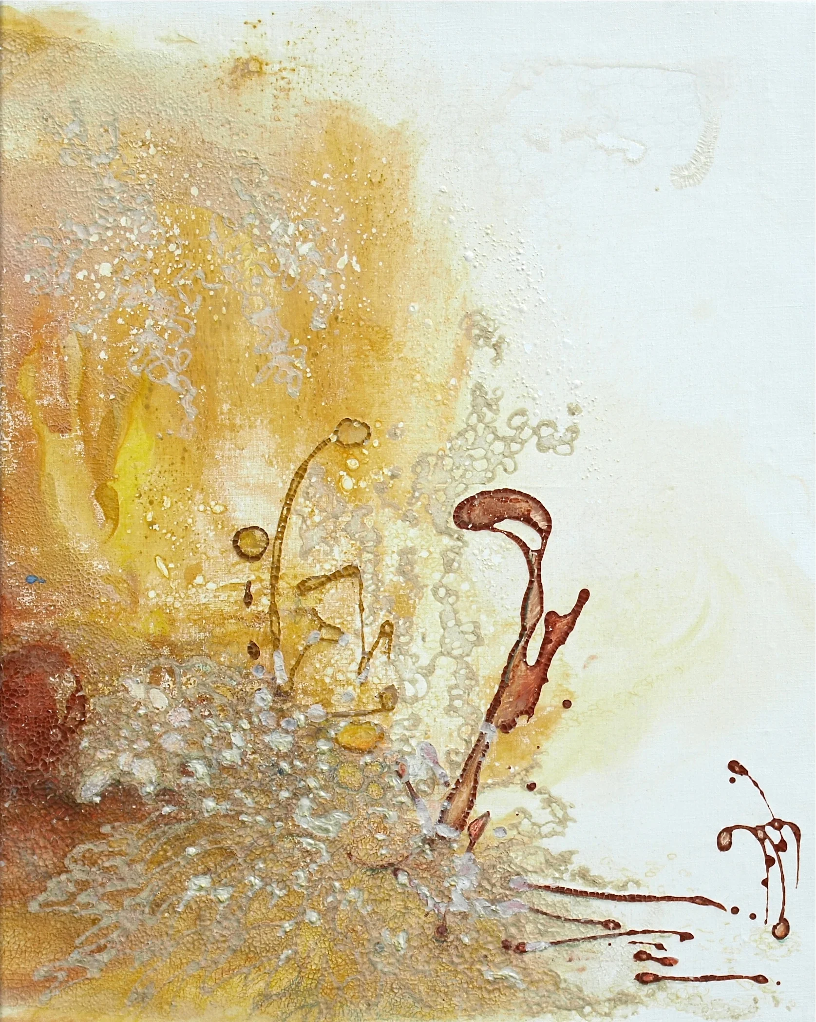 Pyrolitic Praxis, casein, charcoal pencil, mineral and ash on linen, 30 x 24 inches, private collection