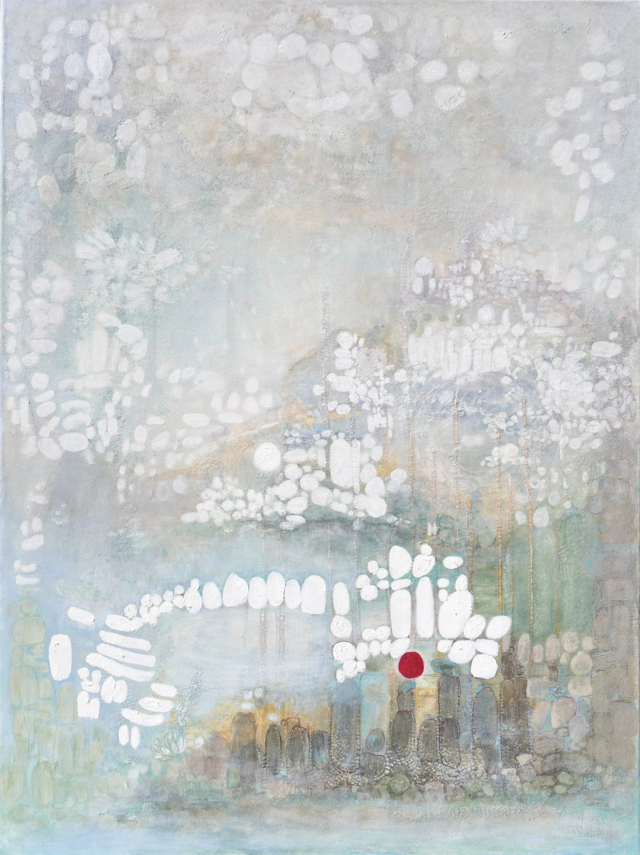 Isle of Ida, oil, mineral pigments, casein, ash and cold wax on canvas, 40 x 30 inches, Saudi Arabia