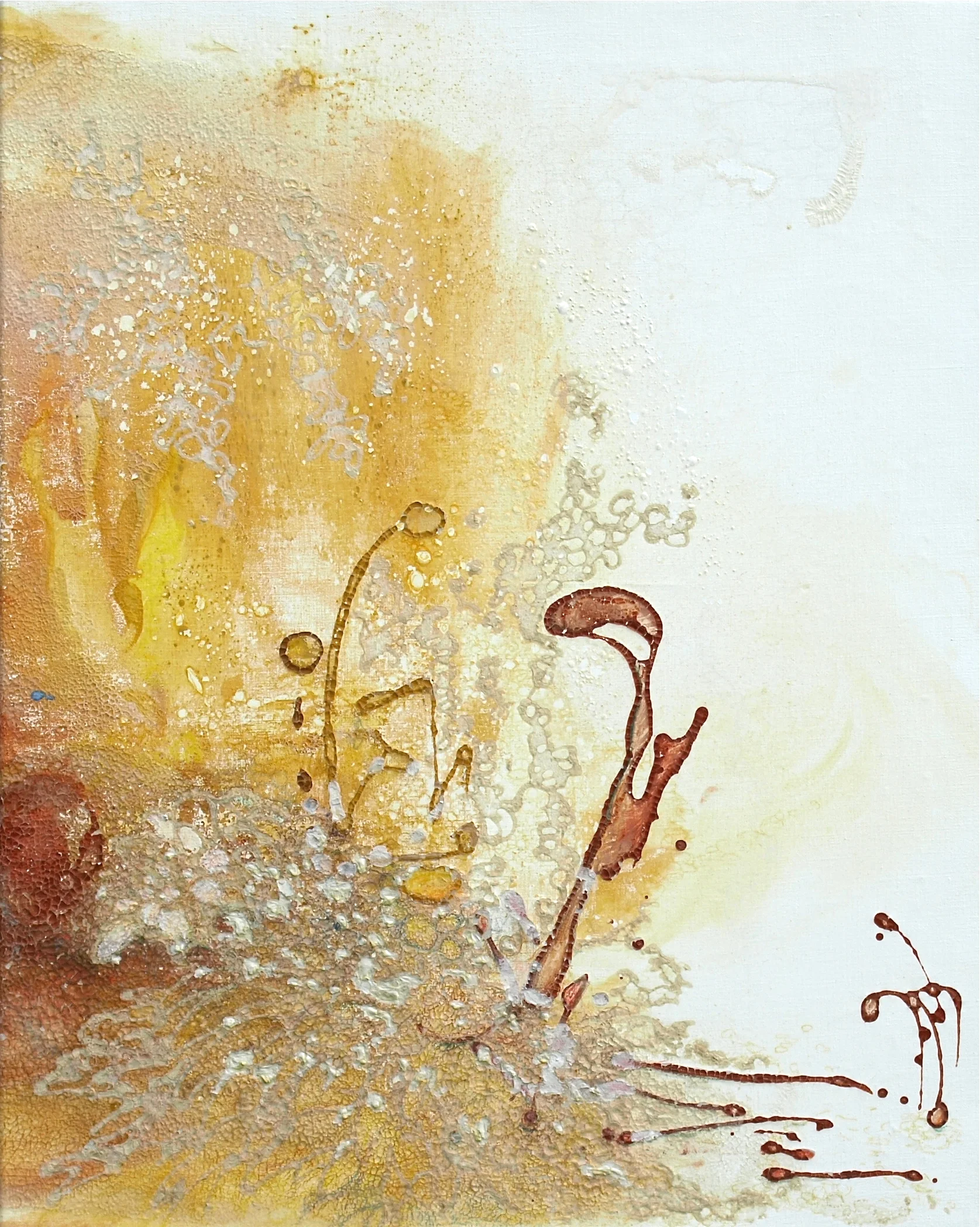 Pyrolitic Praxis, casein, charcoal pencil, mineral and ash on linen, 30 x 24 inches, private collection