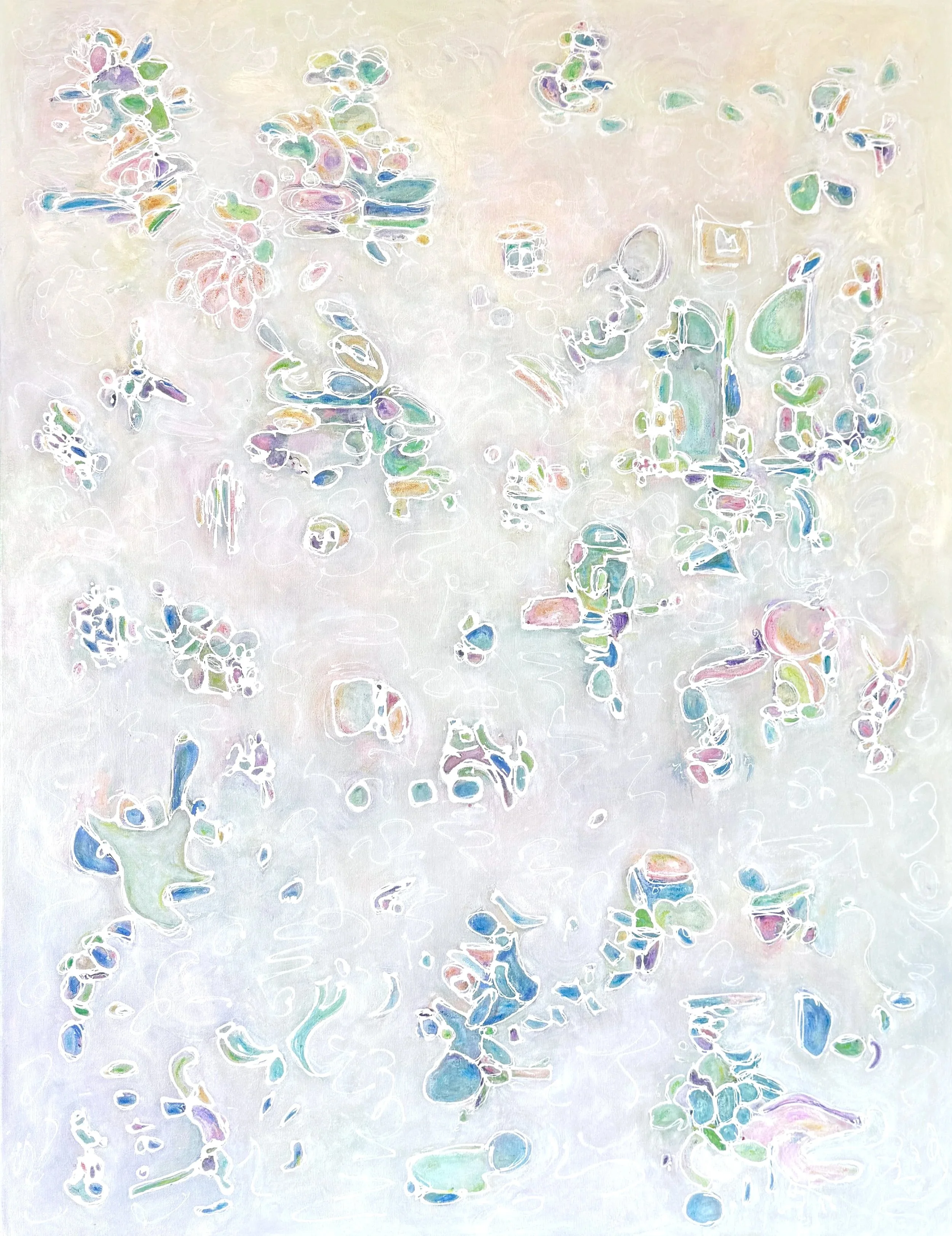 Just for the Joy, oil, oil stick, acrylic and ash on linen, 120cm x 100cm, Nanjing, China