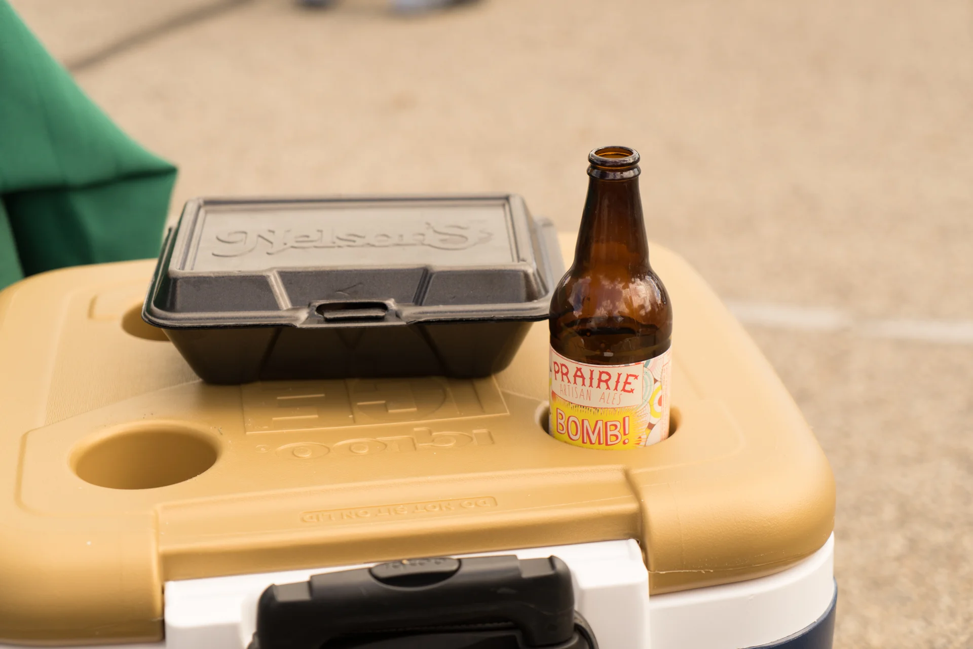 Yum! Enjoying some Prarie Beer we got in Oklahoma City & Nelson's port-a-pit chicken at a tailgate