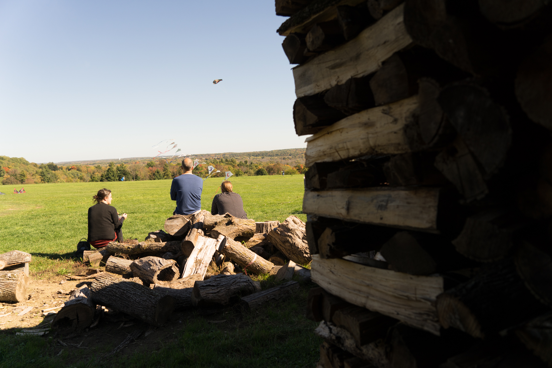 Jenny & friends enjoy watching people fly kites at the apple butter festival