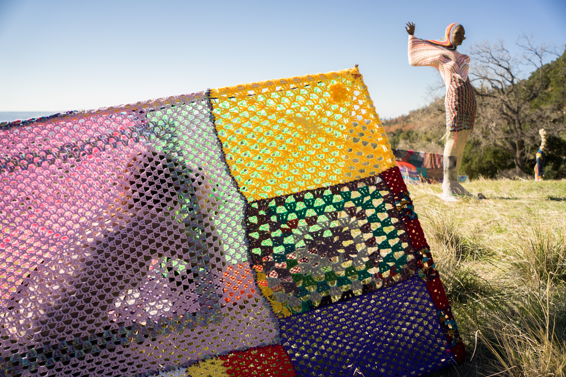 "Yarn Bomb" art instillation at Figueroa Mountain by local Santa Barbara artist
