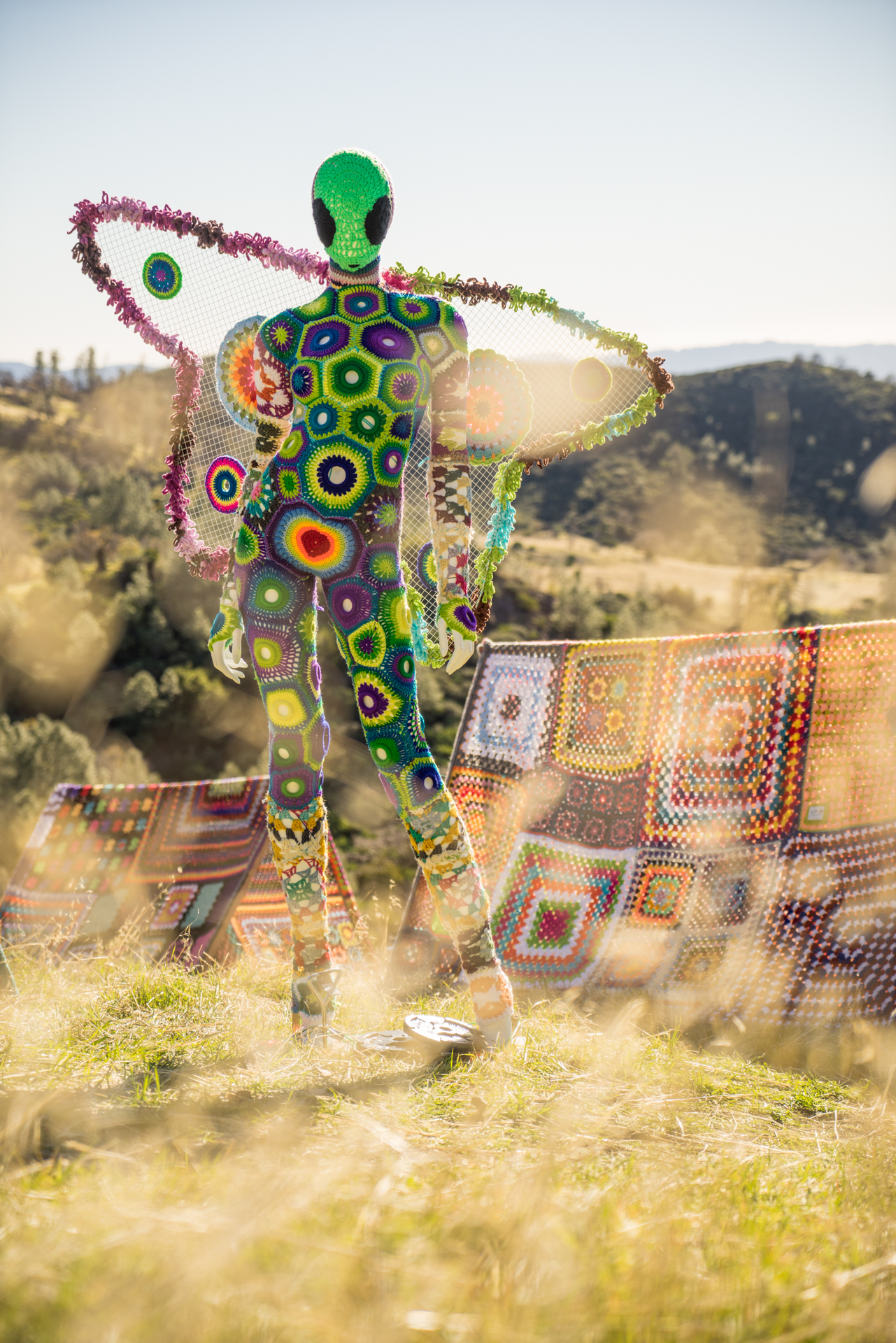 "Yarn Bomb" art instillation at Figueroa Mountain by local Santa Barbara artist