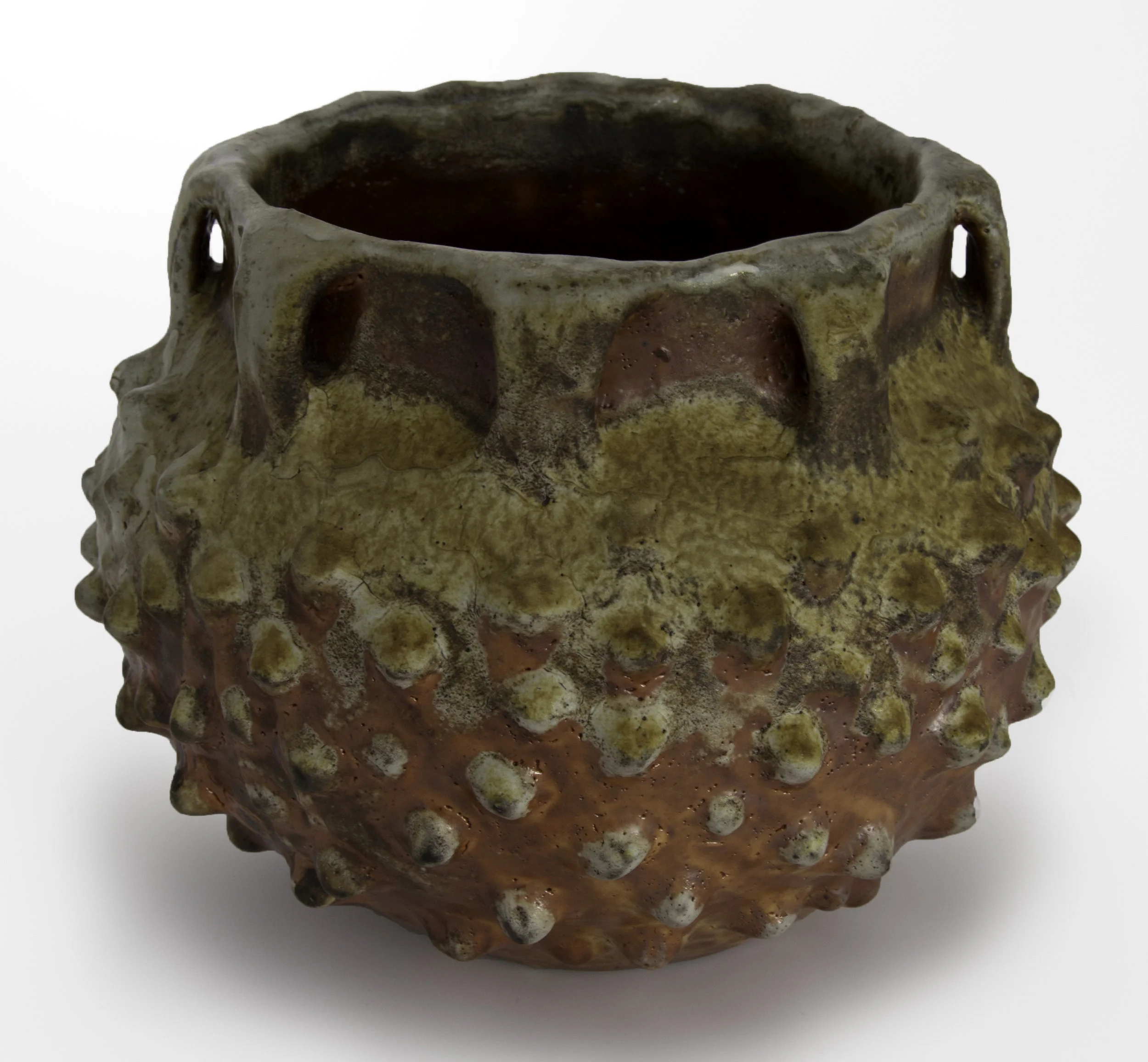 Cooling Vessel, Stoneware with flashing slip & wood ash. 8 x 8 x 7" (2016). Photograph by Lauren Bina. 