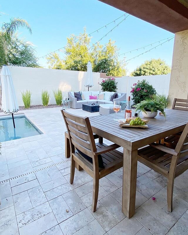 I forgot I never shared our new patio table!! One day in the middle of quarantine I decided to list our old one on Offer Up for not much less than this one was going for, and it sold before I even had the chance to tell my husband what I was doing...