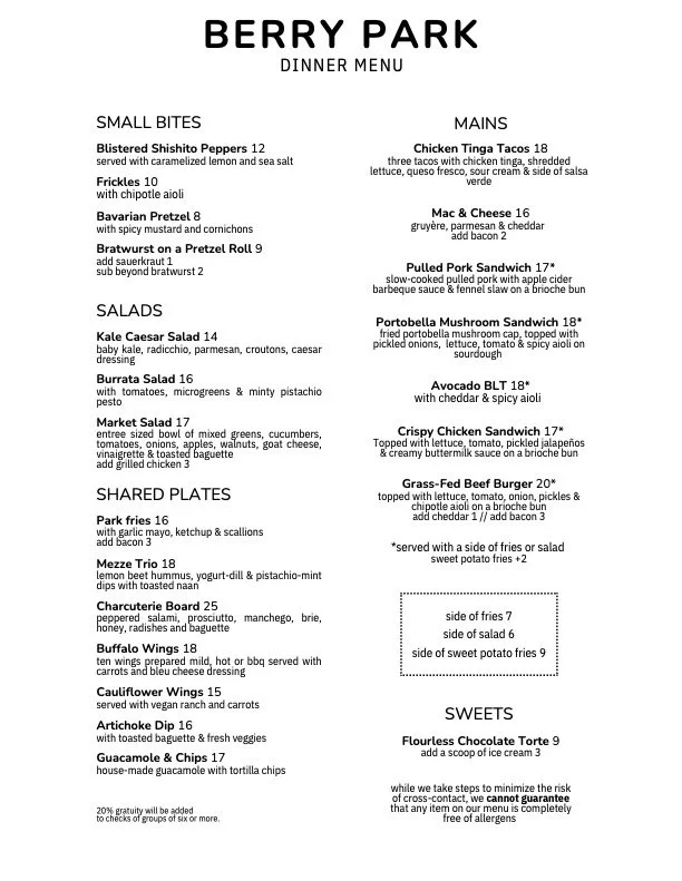 Menus — Berry Park