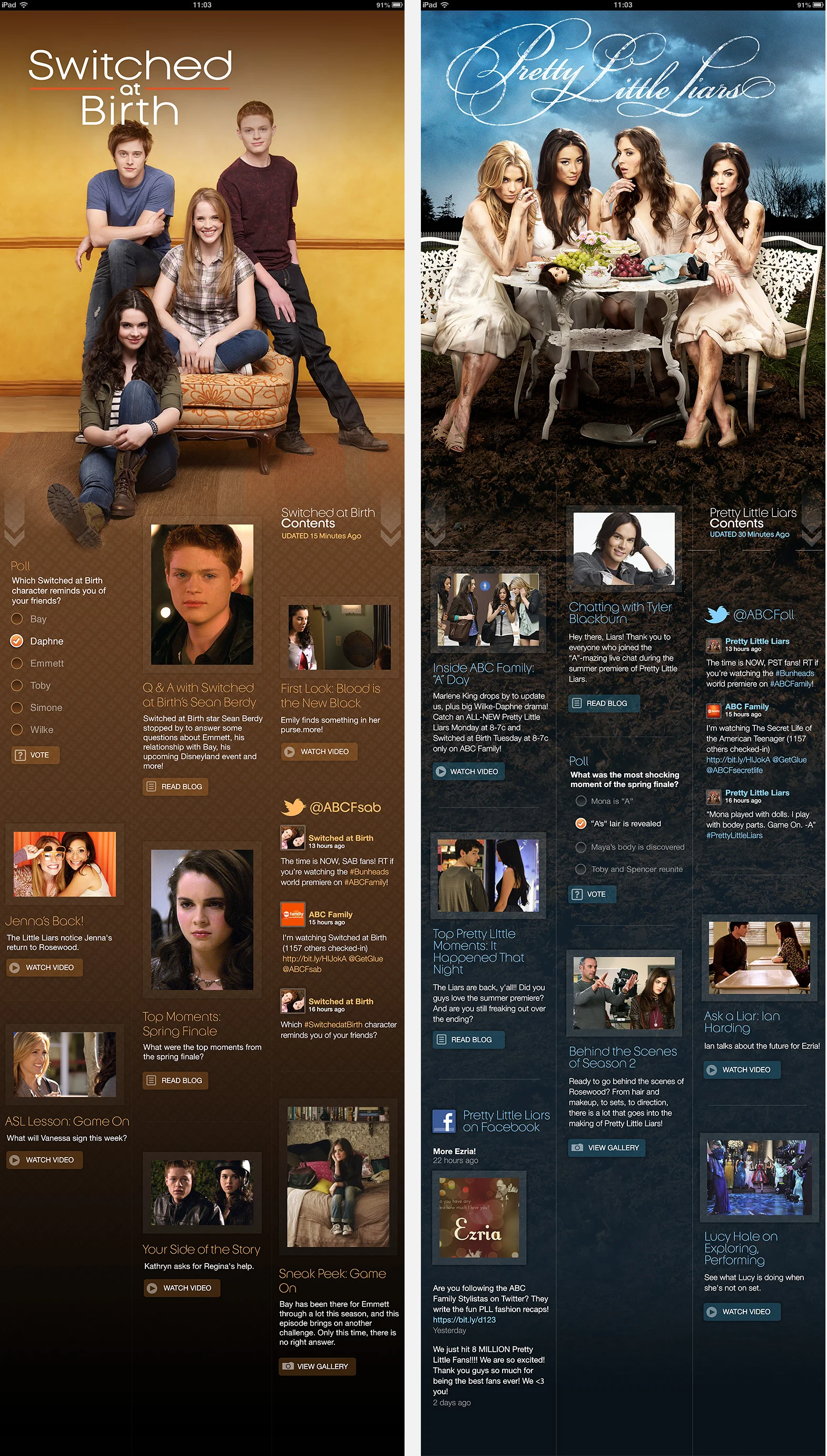 ABC Family Fanzine concept - iPad comps